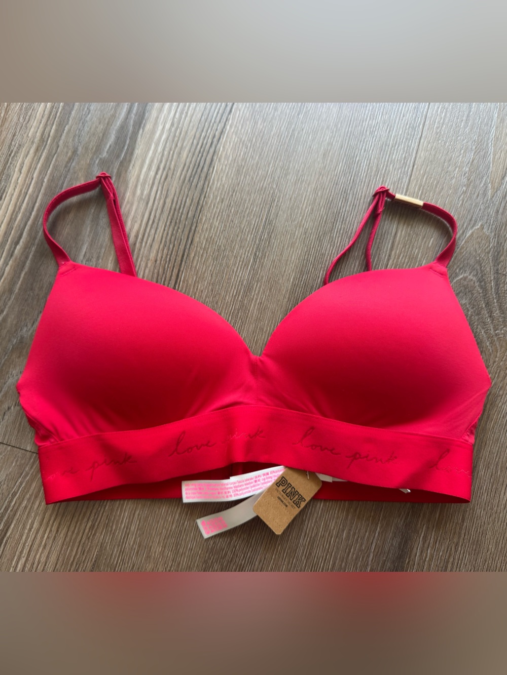 PINK Victoria's Secret Red Wireless Padded/Pushup Bra